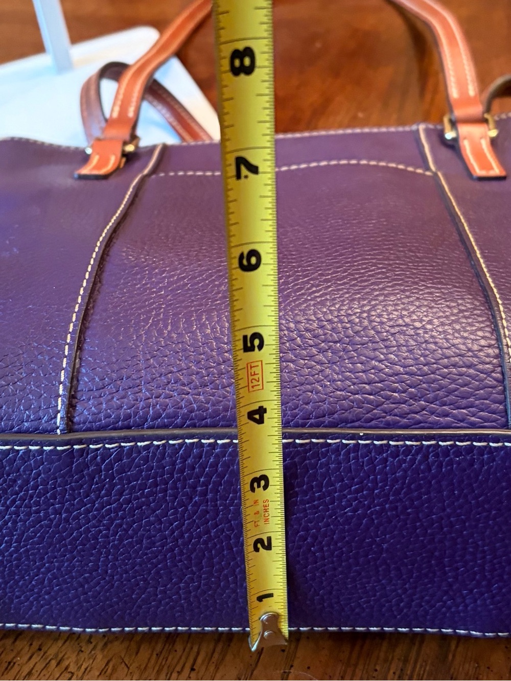 Perfectly Purple Dooney & Bourke “Lexington” Leather Tote Pebble Leather - Picture 9 of 10